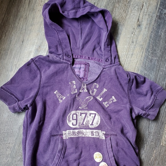 American Eagle Outfitters Tops - American Eagle Vintage Shortsleeve Hoodie Size Med